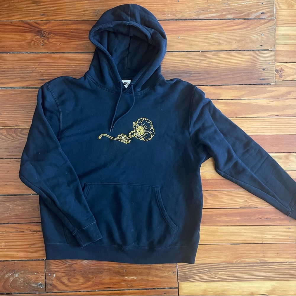 Black Nike SB Hoodie with Gold Flower
